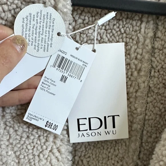 Jason Wu EDIT Sherpa Lined Denim Vest - Picture 6 of 7